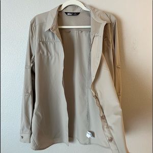 REI Co-op Tan Sahara Solid Long-Sleeve Button Down Shirt - Women's XL